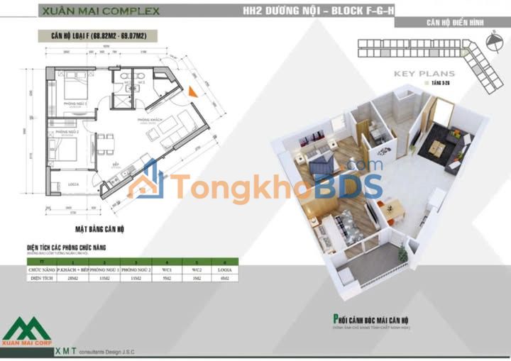 Bán Căn Góc 70m² Tòa HH2F Xuân Mai Dương Nội - 4.2 Tỷ