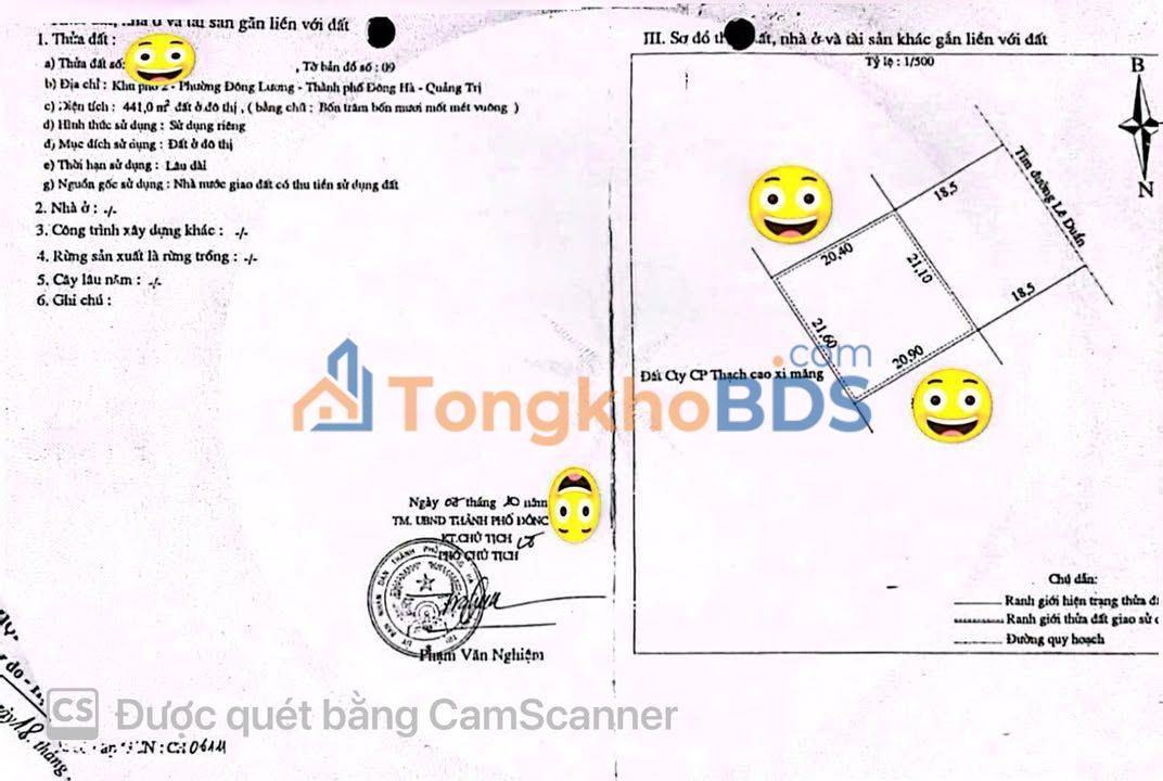 Đất Mặt Tiền Lê Duẩn Đông Hà 441m² - Giá 10.5 Tỷ - Sổ Đỏ Vuông Vắn