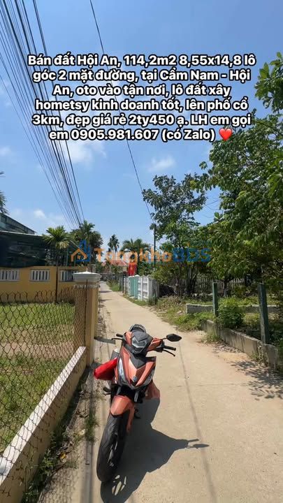 Bán Đất Lô Góc Hội An 114m² - Kinh Doanh Homestay Cẩm Nam - 2.45 Tỷ