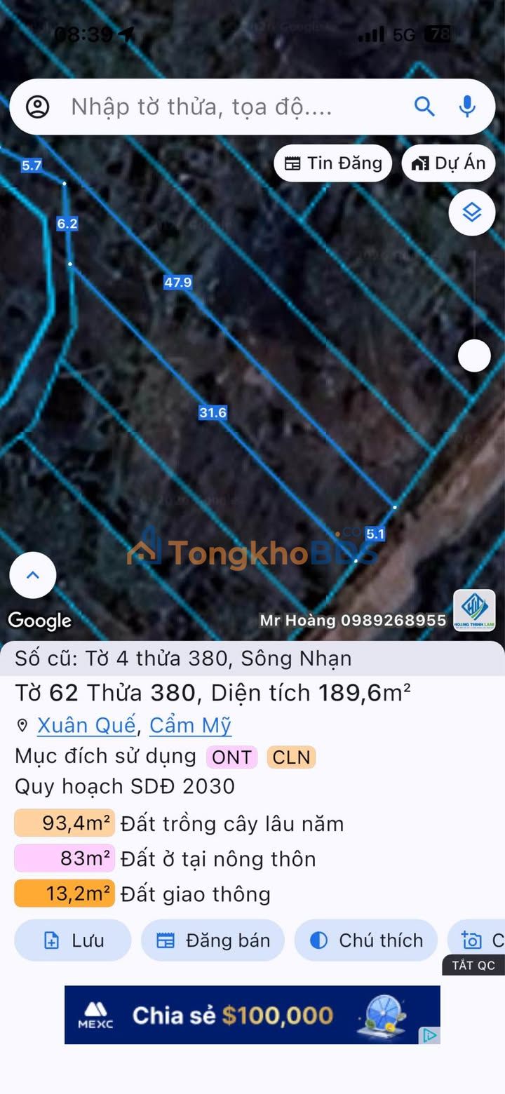 Đất Sông Nhạn Cẩm Mỹ Đồng Nai 189m² Sổ Riêng - Giá Tốt 620 Triệu