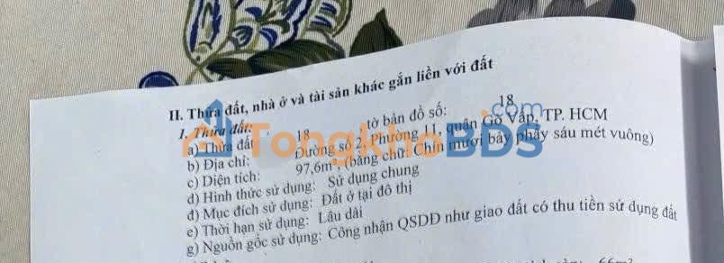 Bán Đất Tặng Nhà 98m² Hẻm 3m Đường Số 8 Gò Vấp - Giá 6.5 Tỷ