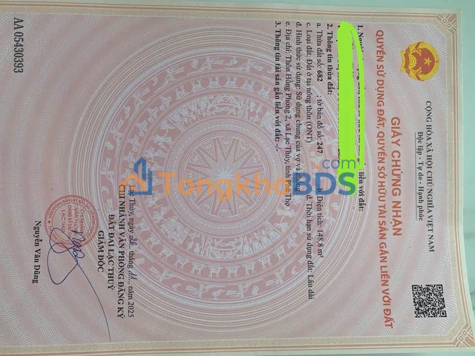 Bán đất thổ cư Yên Bồng, Lạc Thủy 148.8m² - Sổ đỏ sẵn sàng