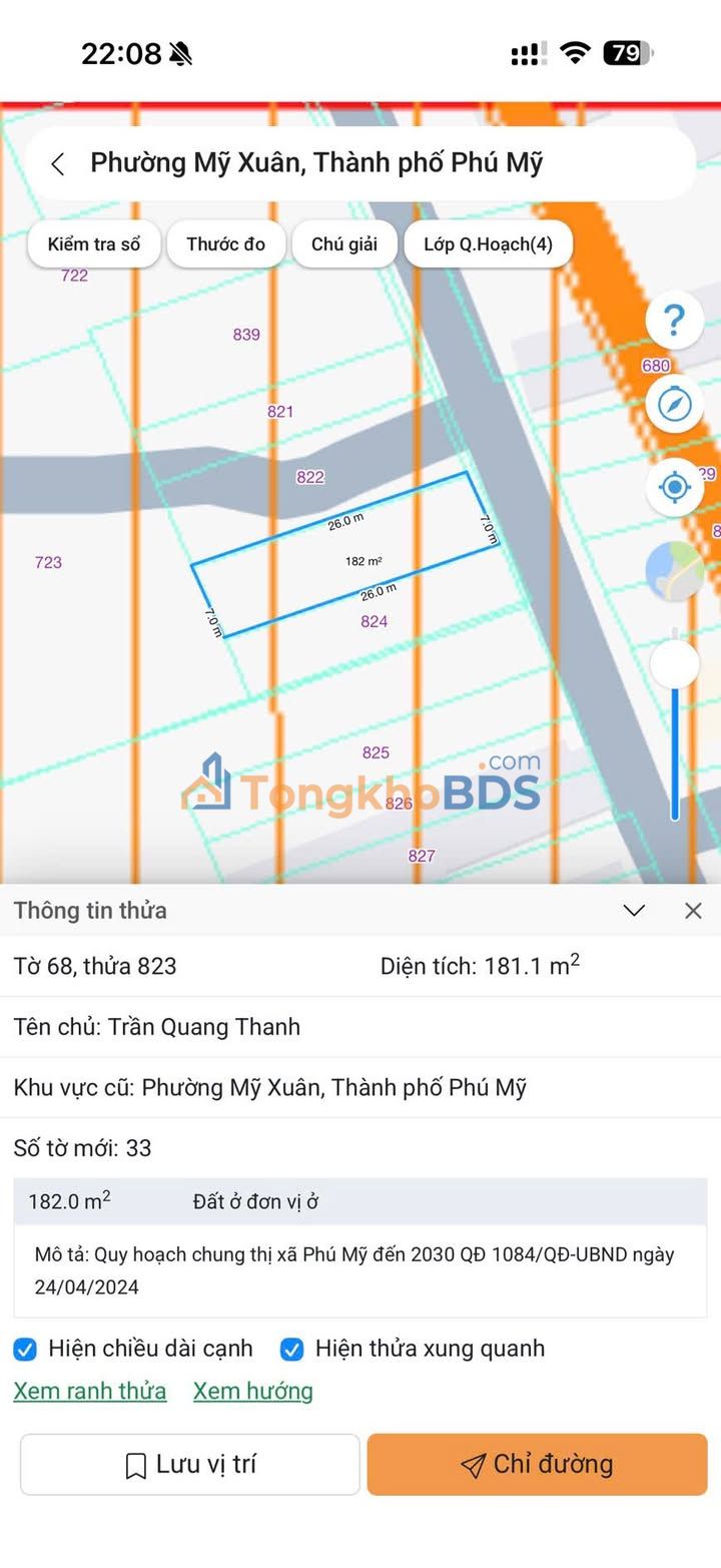 Đất nền Kp Thị Vải, Mỹ Xuân 181m² - Sổ đỏ thổ cư, giá chỉ 1.3 tỷ