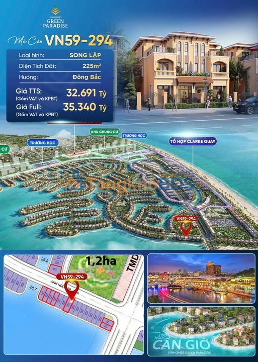 Biệt thự Song Lập Vin Cần Giờ 225m² - View Công Viên & Biển Hồ