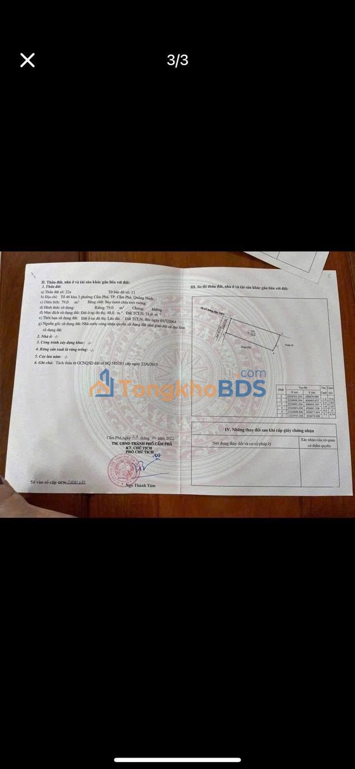 Bán đất Cẩm Phả 79m² - Sổ đỏ chính chủ, giá đầu tư 1.42 tỷ