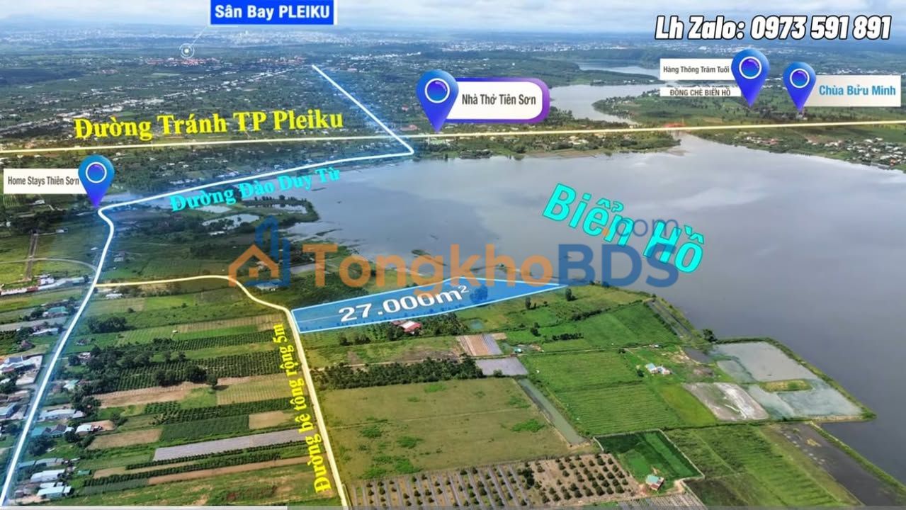 Đất Biển Hồ Pleiku 2.7ha Sổ Hồng - Đầu Tư Sinh Lời