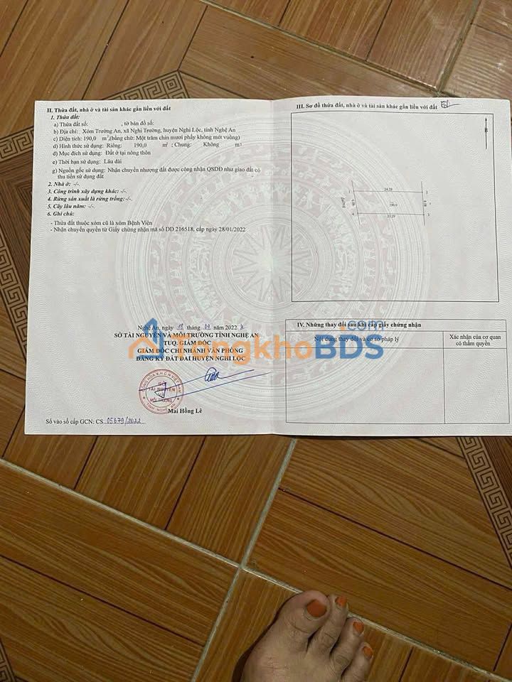 Đất nền Nghi Trường, TP Vinh 190m² - Vị trí đắc địa, 2.06 tỷ