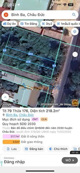 Đất Mặt Tiền QL56 Châu Đức - 226m² Thổ Cư, Giá Đầu Tư 2.15 Tỷ