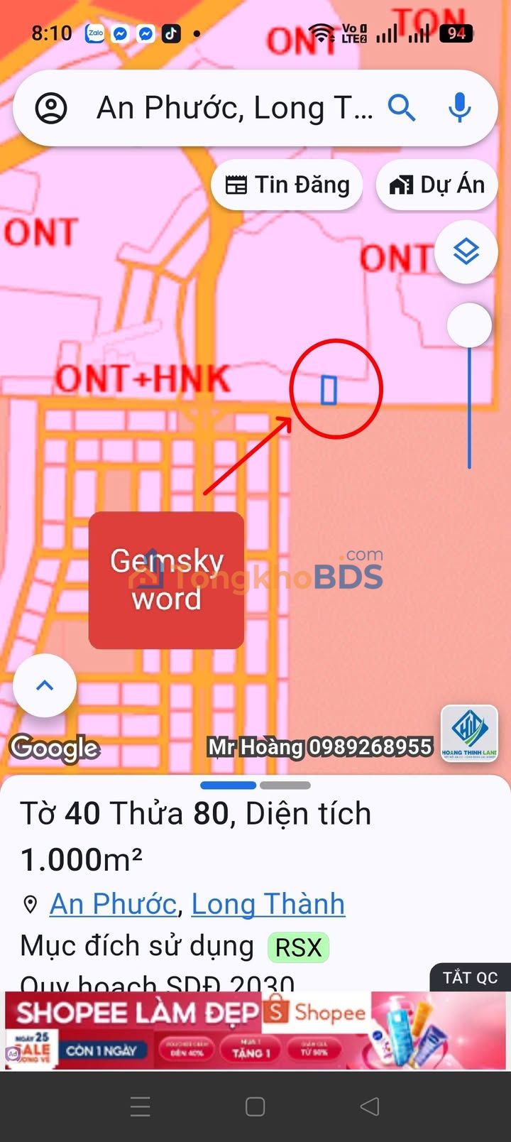 Đất nền 1000m² Long Đức, Đồng Nai - Giá tốt sát Gemsky