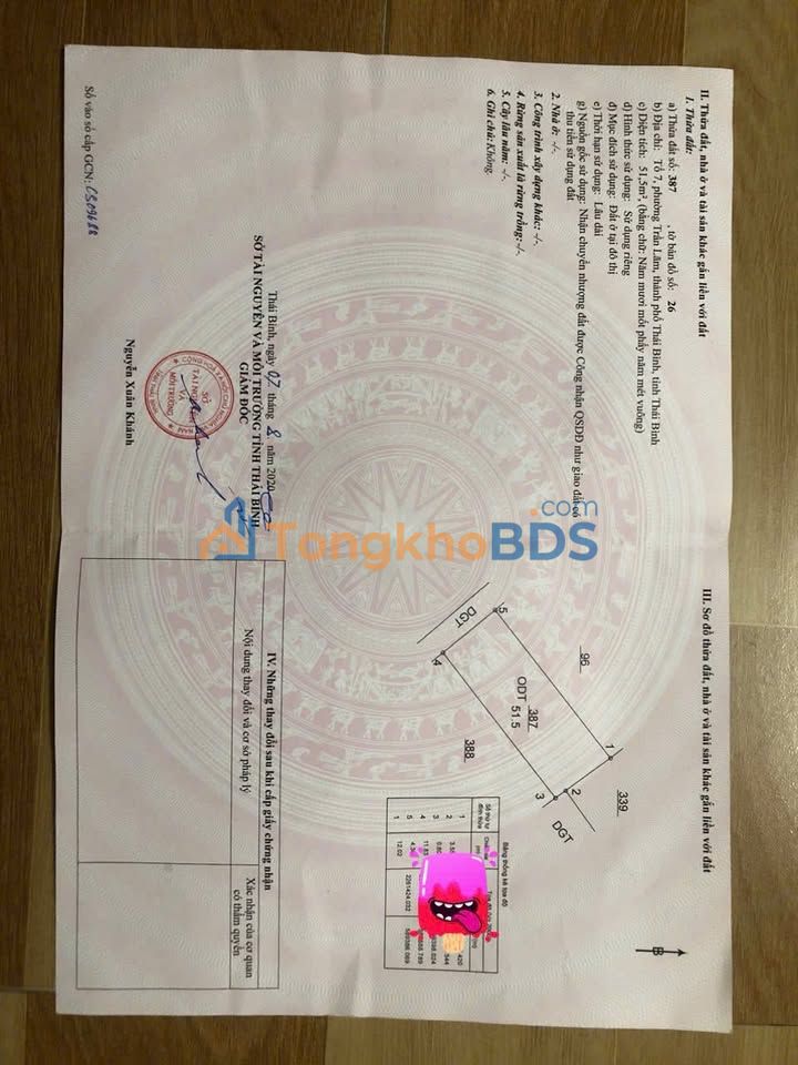 Bán Đất Trần Lãm, TP Thái Bình 51.5m² - Ngõ Thoáng, Giá 1 Tỷ