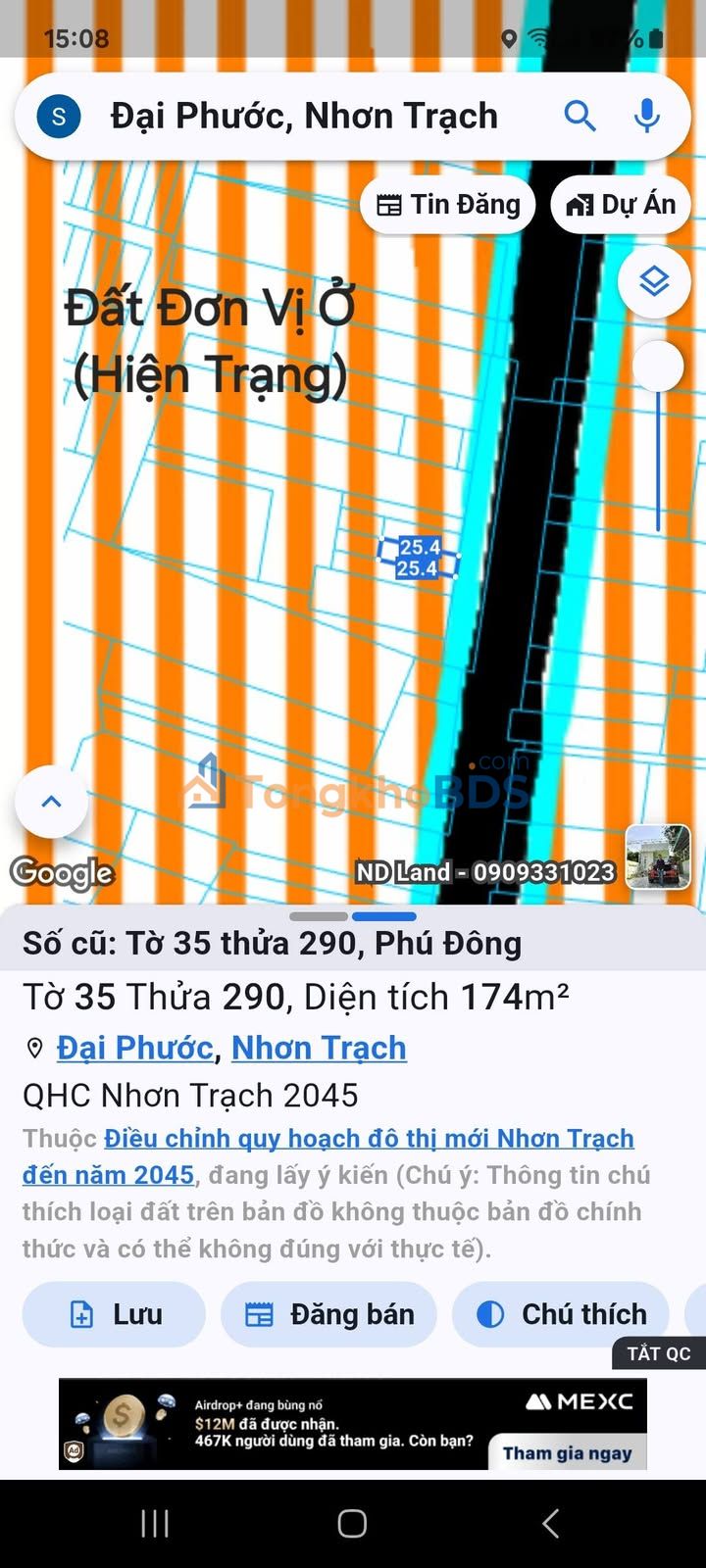 Mặt tiền Trần Văn Trà, Nhơn Trạch - 274m² thổ cư, kinh doanh đa ngành