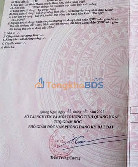 Đất nền 379m² Bình Thạnh, Quảng Ngãi - Gần Biển Khe Hai, Giá Tốt