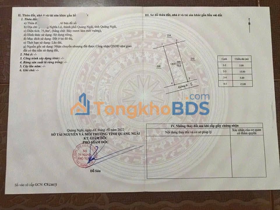 Đất Nền Hướng Nam 75m² Nguyễn Công Phương, Quảng Ngãi - Giá Tốt