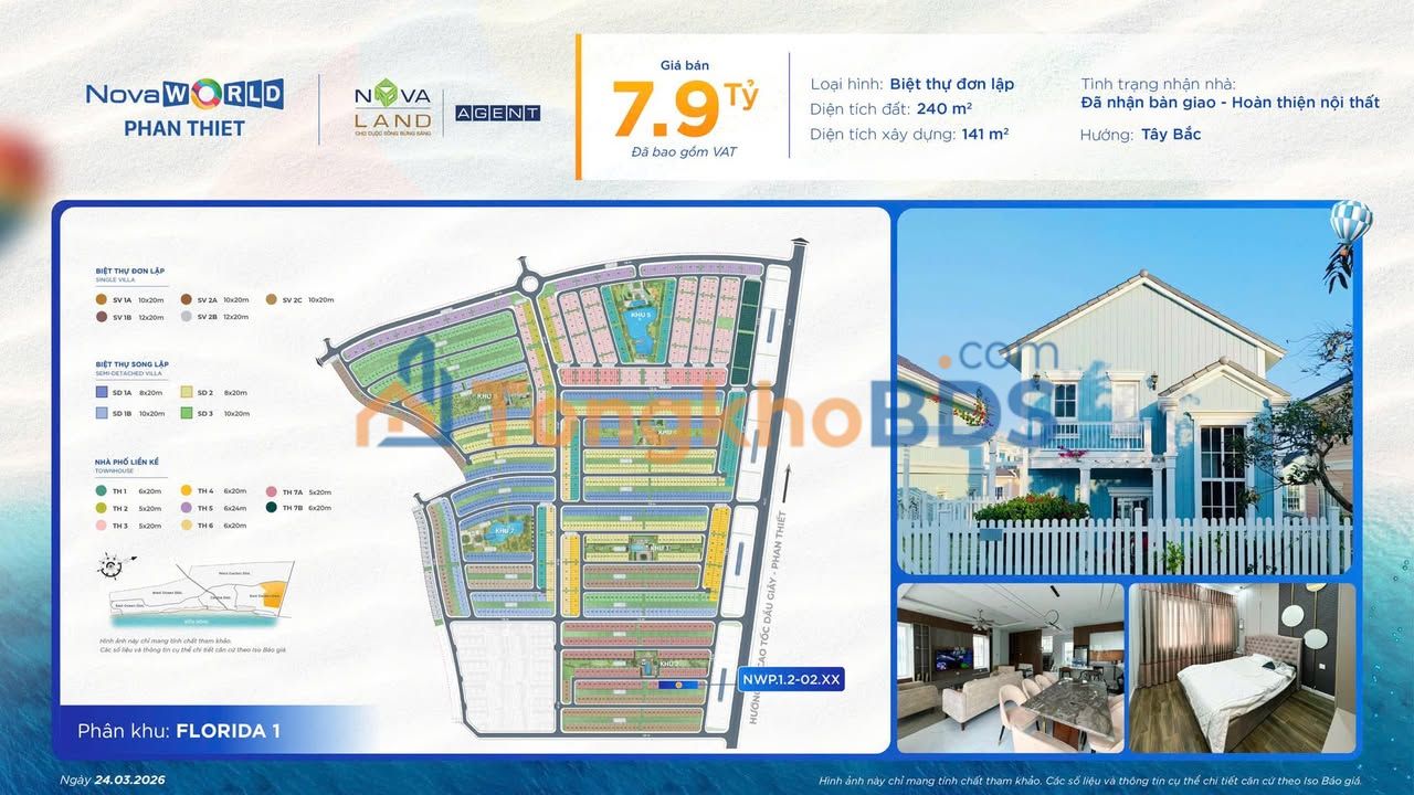 Biệt Thự Đơn Lập NovaWorld Phan Thiết 240m² - Tặng Nội Thất Cao Cấp