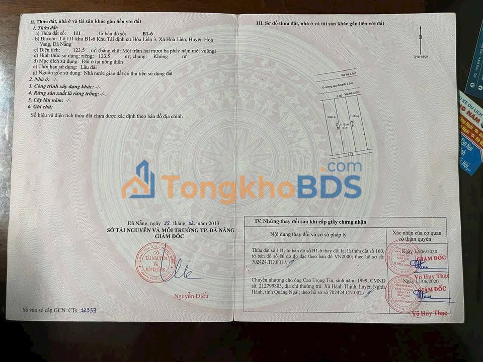 Đất TĐC Hoà Liên 3 Đà Nẵng - 123.5m² Hướng Tây Bắc - Giá 2.6 Tỷ