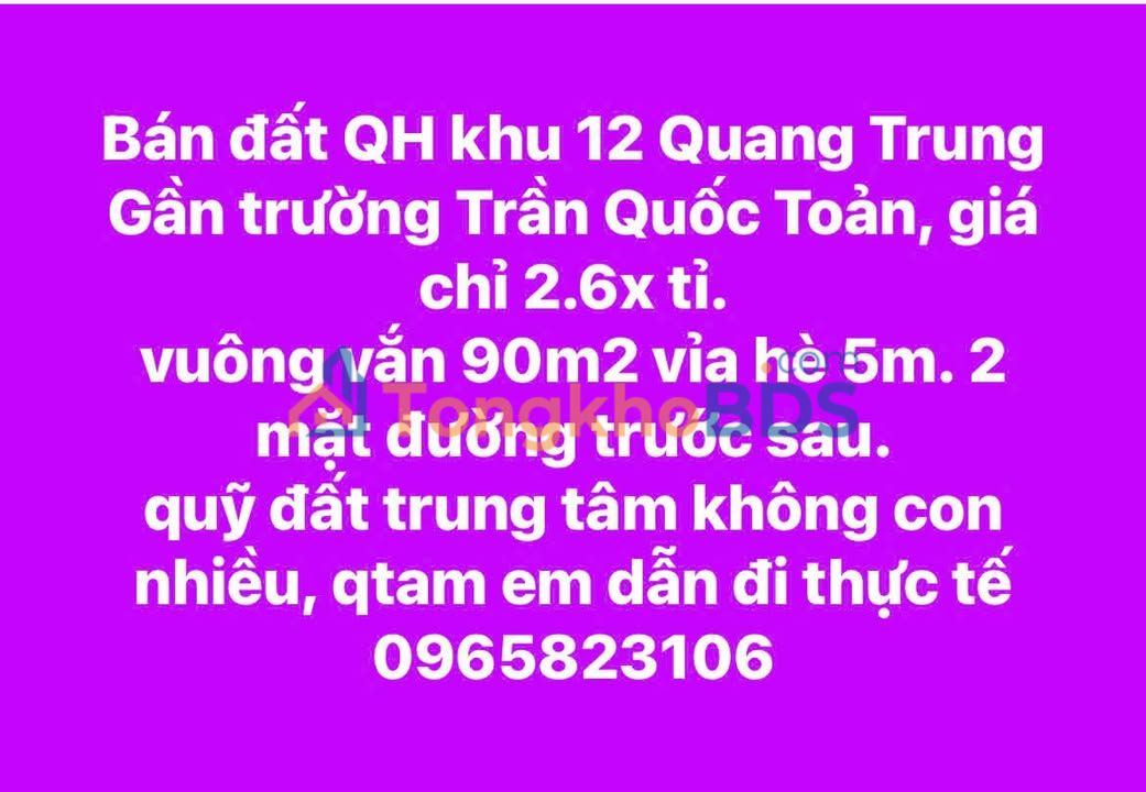 Đất nền 90m² mặt tiền đôi Quang Trung, Uông Bí - Sổ đỏ sẵn sàng