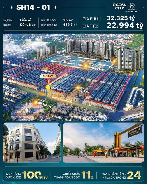 Shophouse OCP2 Hà Đông 132m² - Giá 22.9 Tỷ - Sẵn Sàng Kinh Doanh