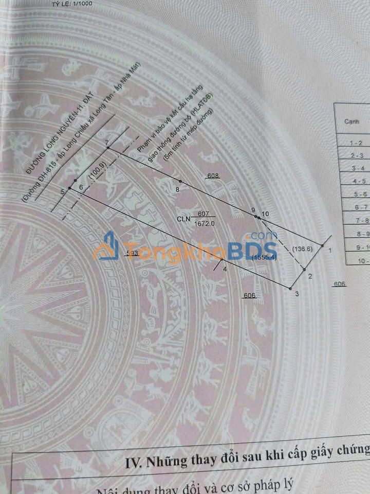 Đất nền Long Nguyên, T.D.Một 1600m² - Sổ hồng sẵn, giá 1 tỷ