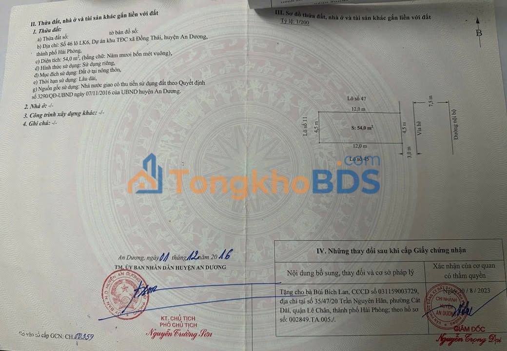 Đất TĐC Đồng Thái Hải Phòng - 54m² Sổ Đỏ Chính Chủ Giá Tốt