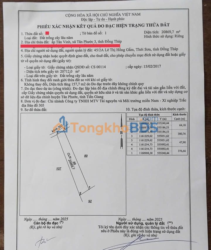 Đất Vườn 20.000m² Mặt Tiền Kênh 47m - Giá Đầu Tư 3 Tỷ Tại Tân Phước, Tiền Giang