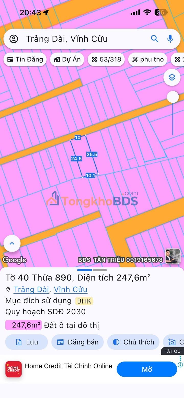 Bán Đất Biệt Thự 250m² Trảng Dài, Biên Hòa - Sổ Riêng, Giá 4.2 Tỷ