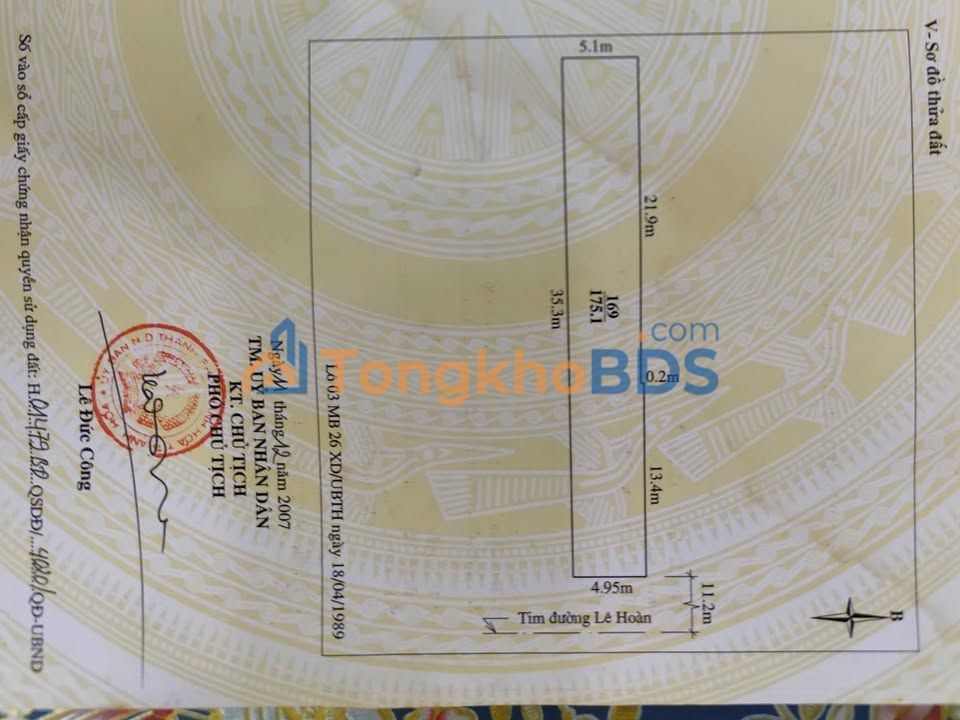 Mặt Tiền Kinh Doanh Lê Hoàn, Ba Đình 326m² - View Công Viên Thoáng Đãng