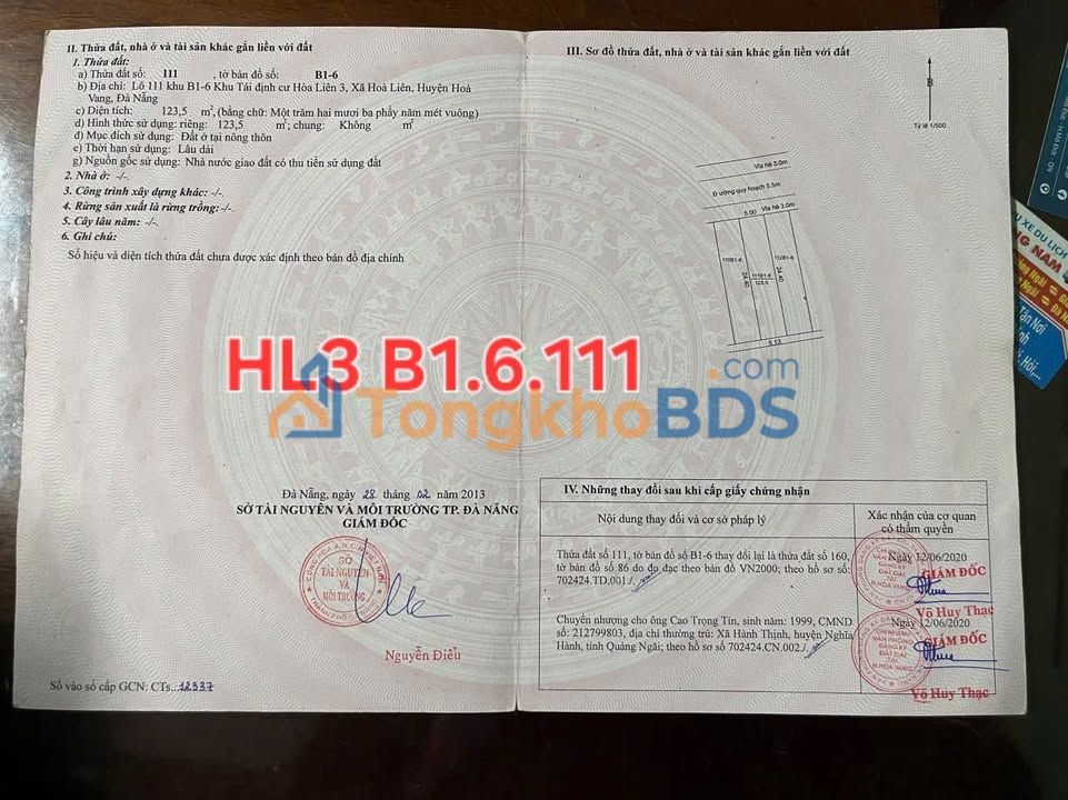 Đất Tái Định Cư Hòa Liên 3 - Đà Nẵng | 123.5m² | Sổ Đỏ Chính Chủ