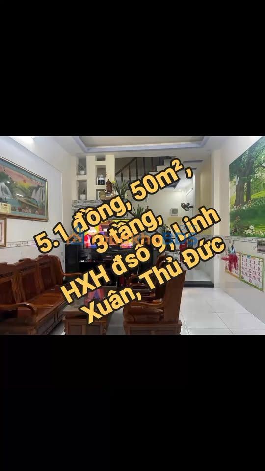 Nhà Hẻm Xe Hơi Đường Số 9 Linh Xuân, Thủ Đức - 50m², 3 Tầng, 5.1 Tỷ