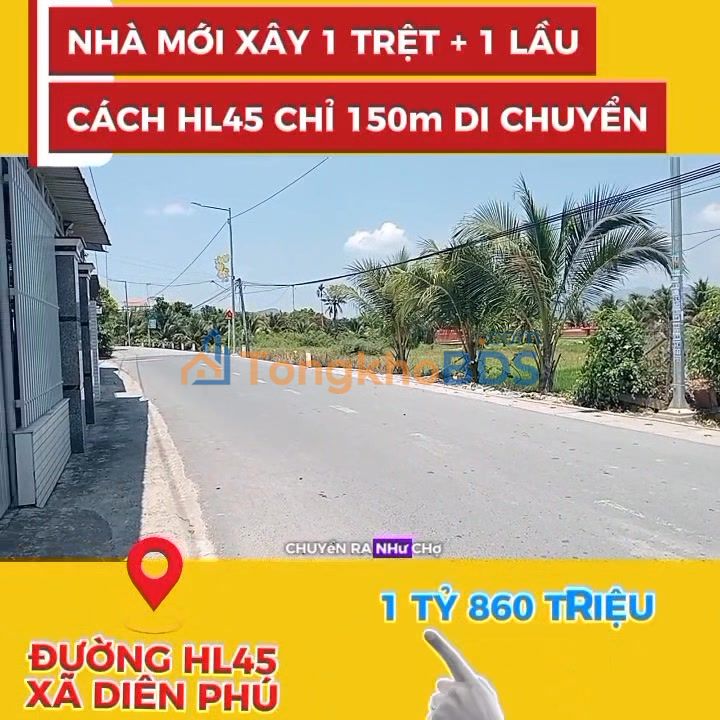 Bán Gấp Nhà 120m² Hướng Tây - Xã Diên Điền, Diên Khánh - Giá 1.86 Tỷ