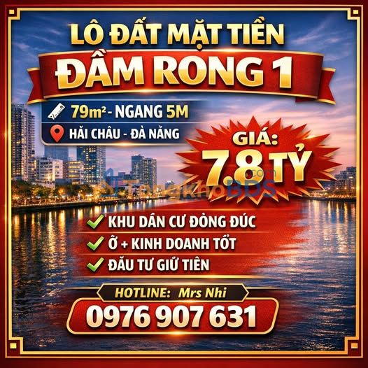 Nhà Mặt Tiền Đầm Rong 1, Hải Châu - 79m² Ngang 5m - 7.8 Tỷ