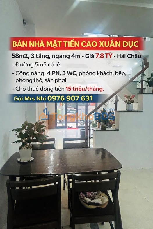 Nhà Mặt Tiền Cao Xuân Dục, Hải Châu 58m² - Dòng Tiền 15 Triệu/Tháng