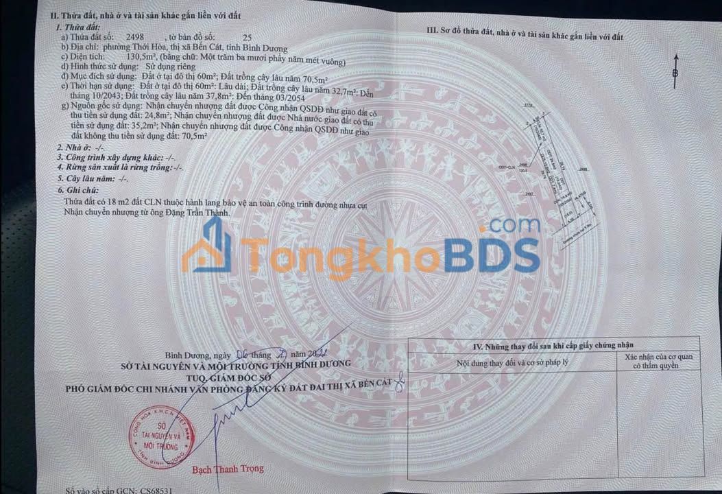 Bán Đất Vị Trí Đắc Địa Phường Thới Hòa, Bến Cát - 130m² - 1.55 Tỷ