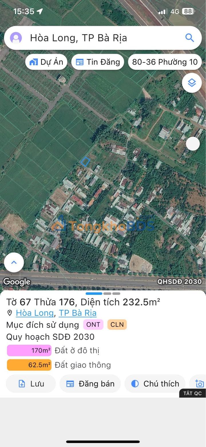 Đất Lô Góc Mặt Tiền Lớn Đường Mô Xoài, Bà Rịa - 232.5m² Sổ Riêng Thổ Cư