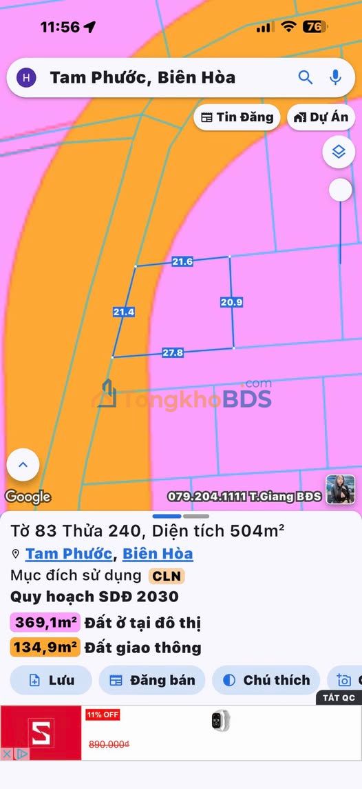 Đất Vàng Tam Phước 500m² - Góc 2 Mặt Tiền Nhựa, Sẵn Sổ Hồng