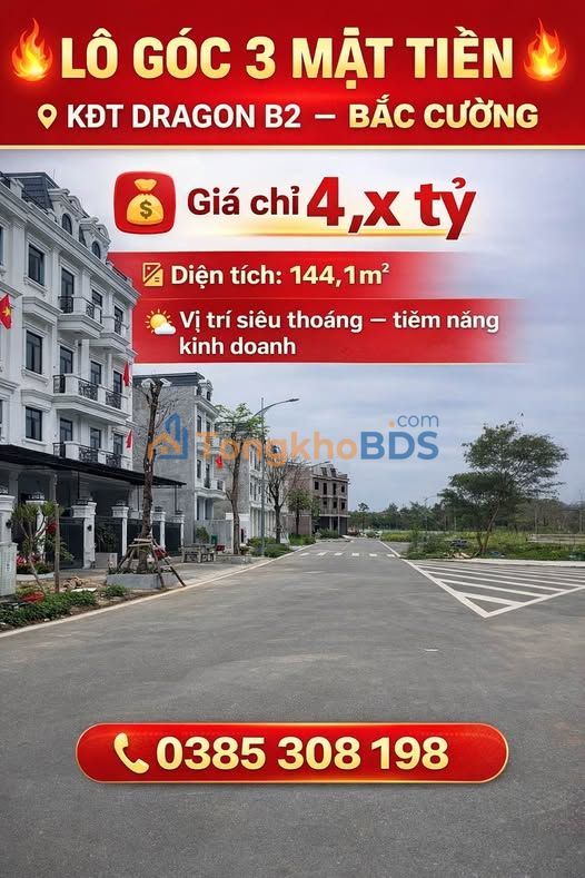 Đất Nền Lô Góc Dragon B2 Lào Cai 144m² - Hướng Đông Nam Tốt