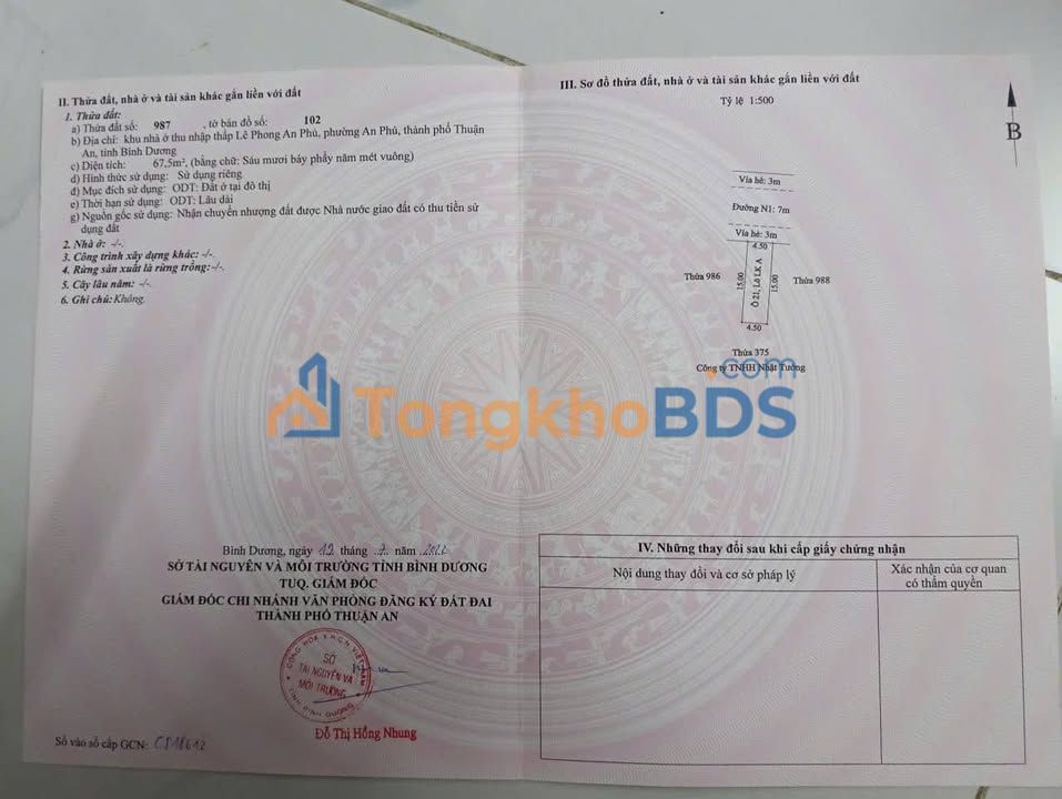 Đất Nền KDC Lê Phong 1, Thuận An - 67.5m² Full Thổ Cư, Gần DT743