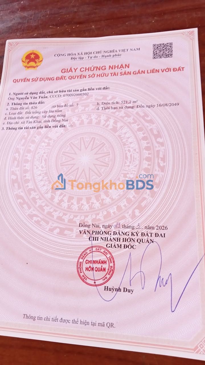 Đất nền Bình Phước 520m² - Giá chỉ 220 triệu tại Tân Khai, Hớn Quản