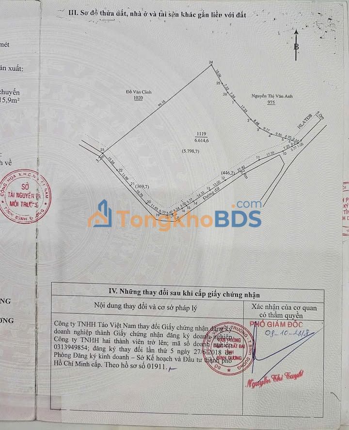 Bán Đất Vĩnh Tân, Bình Dương - 6.600m² SKC, Đường Nhựa, Giá Tốt