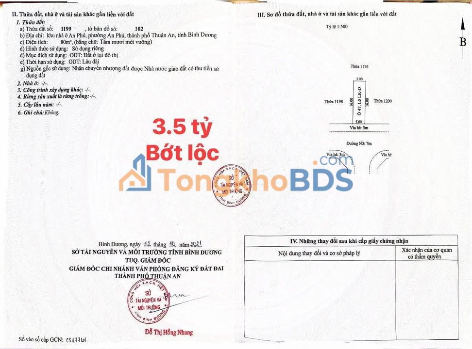 Đất nền KDC An Phú (The Sunl City) 85m² - Sổ đỏ, Hướng Đông, Giáp Công Viên