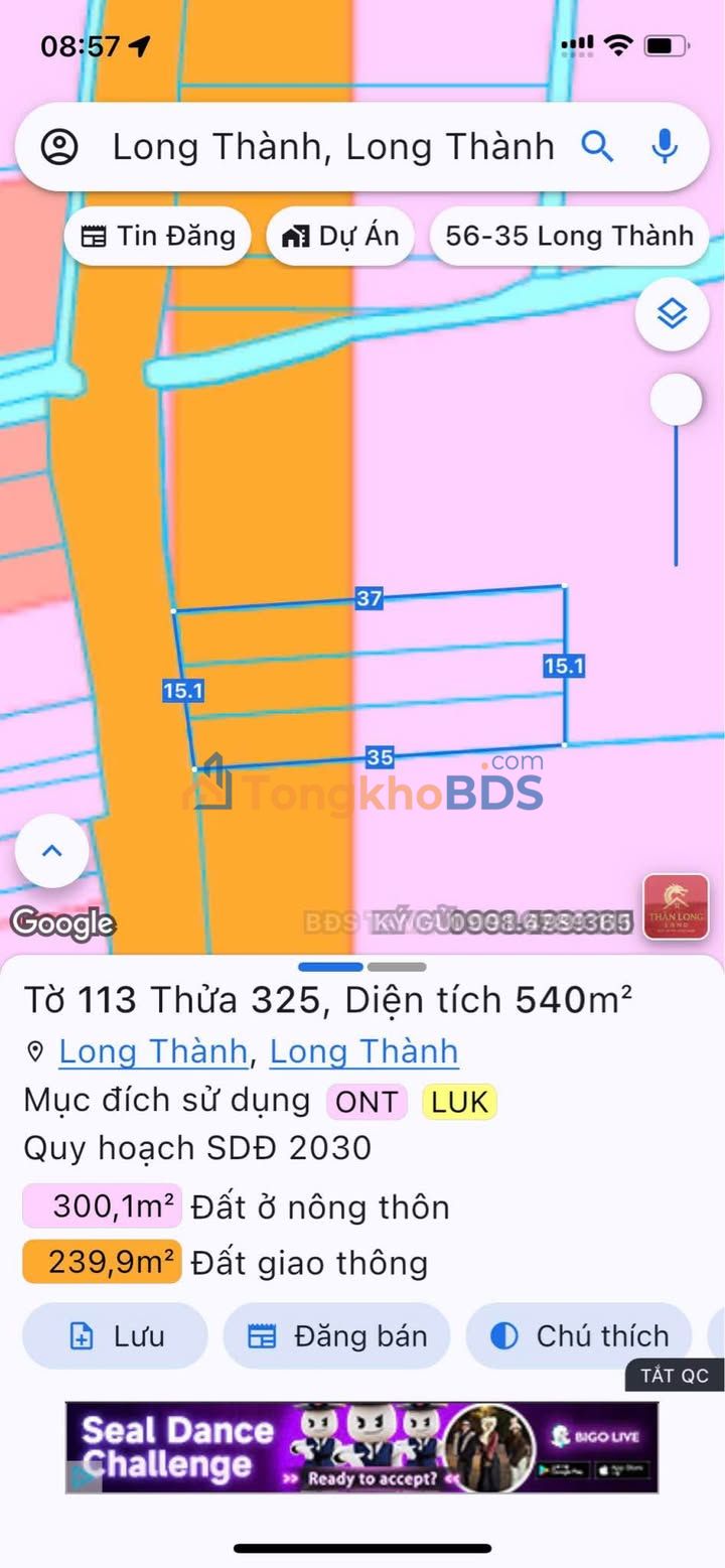 Đất Nền Mặt Tiền Bưng Cơ, Đồng Nai - 185m² Thổ Cư, Giá Tốt