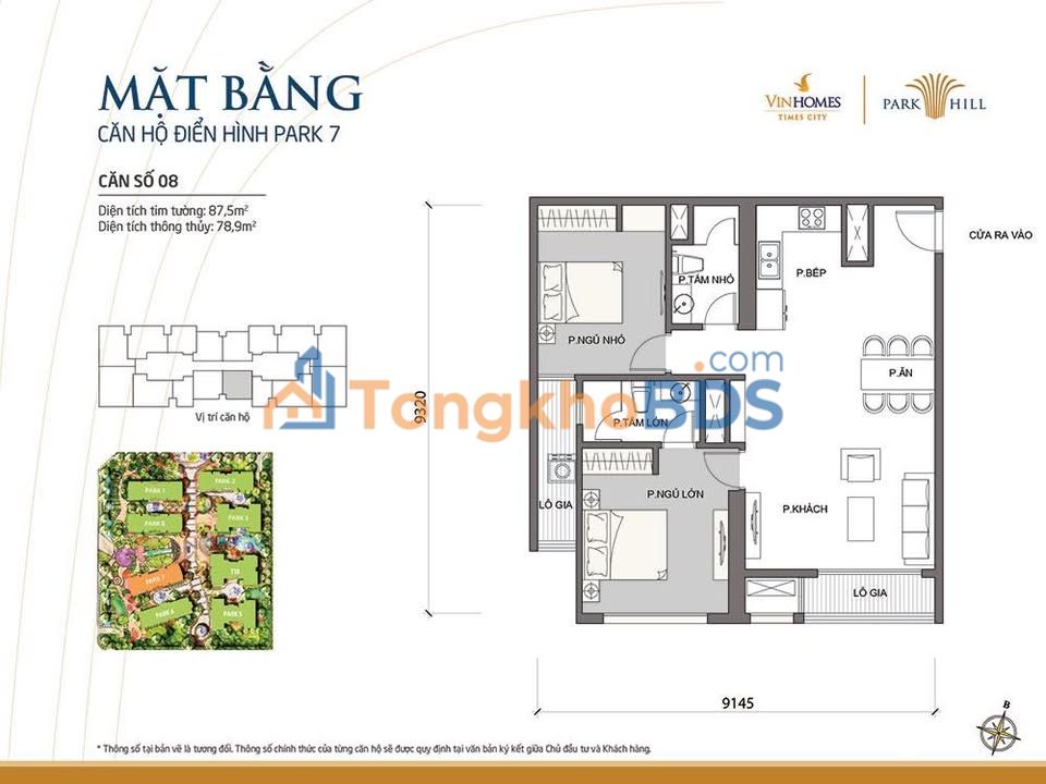 Chung cư Park 07 Times City 88m² - 2PN Thiết kế Hoa hậu, Full Nội thất Cao cấp