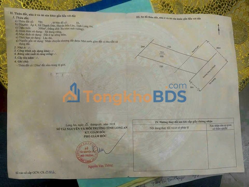 Đất Mặt Tiền Nhựa Công Vụ Bến Lức 300m² - Giá 1.6 Tỷ, Sổ Hồng Chính Chủ