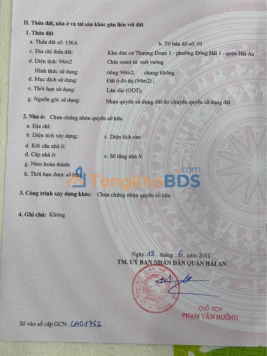 Bán đất Mặt tiền Phủ Thượng Đoạn, Hải An, 94m² - Kinh doanh đắc lợi