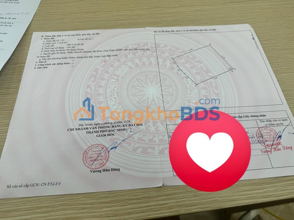 Đất Thổ Cư 174m² Phường Tam Sơn, Từ Sơn - Mặt Tiền Rộng 11.74m, Giá 9 Tỷ