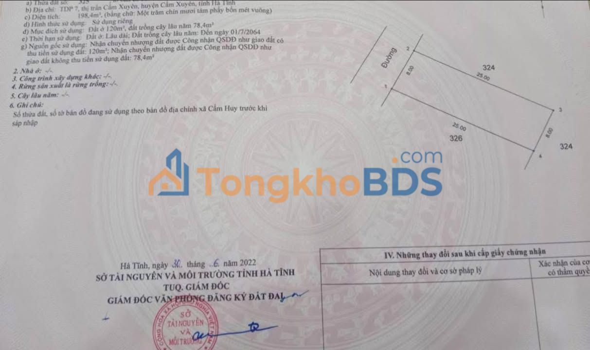 Đất nền TT Cẩm Xuyên, Hà Tĩnh - 120m² Sổ hồng trao tay