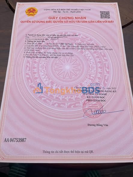 Bán Đất Cẩm Khê 163m² - Sổ Đỏ Chính Chủ, Giá Đầu Tư Chỉ 7xx Triệu