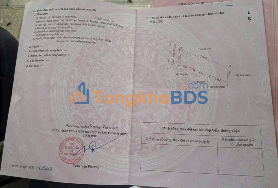 Bán đất Tràng Duệ, An Dương, Hải Phòng - 60m² - 860 triệu, gần mặt đường