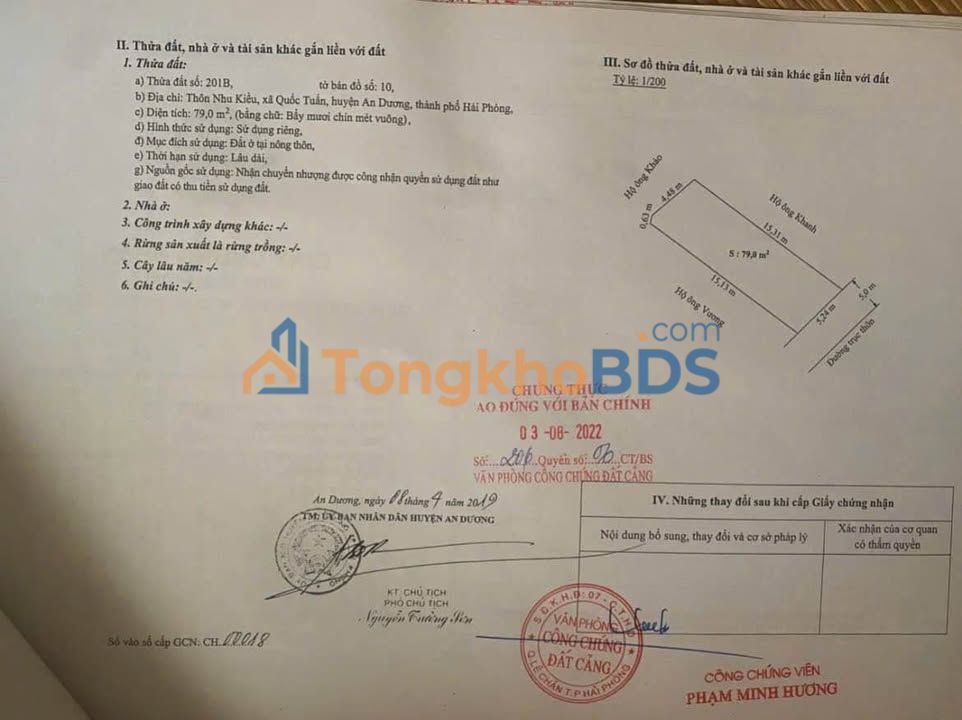 Bán đất mặt đường nhựa Nhu Kiều - Kiến An, Hải Phòng - 79m² - Giá 2.2 tỷ