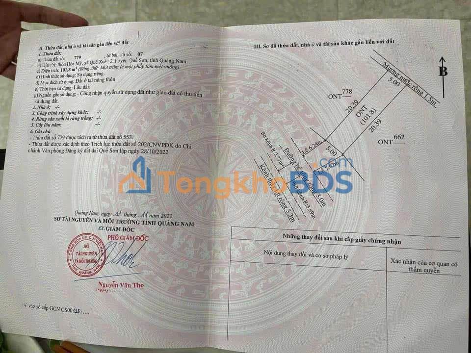 Đất nền Quế Xuân 100m² (5x20m) - Sổ đỏ chính chủ, đường 10m