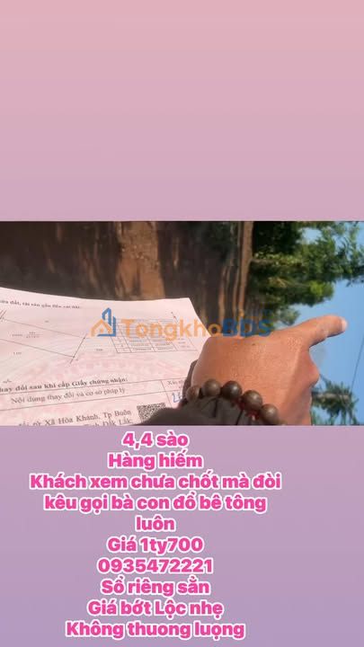 Bán Đất Vườn 4370m² - Mặt Tiền Chợ Hòa Khánh, Buôn Ma Thuột - Giá Đầu Tư 1.7 Tỷ